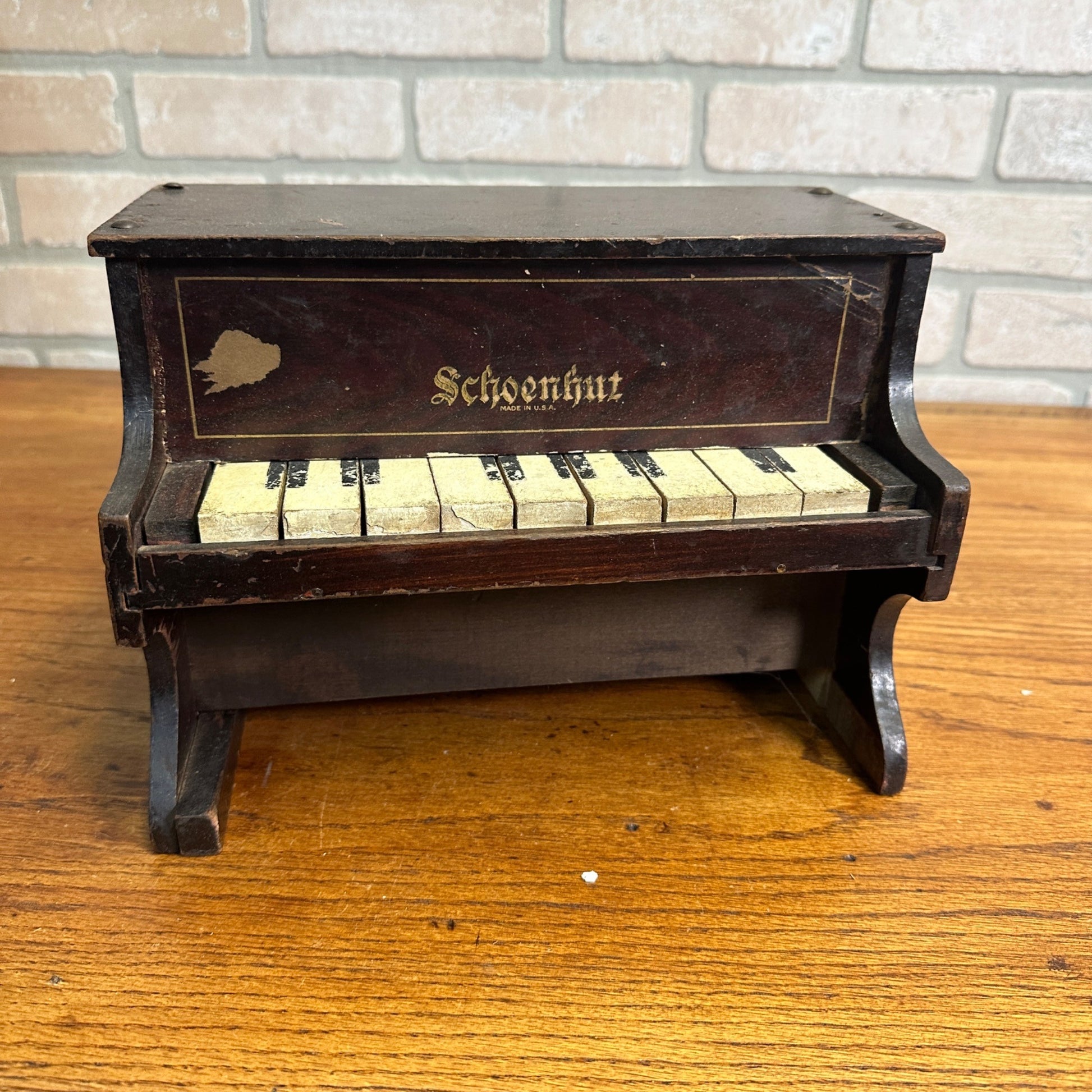 Antique Schoenhut 9 Key Upright Wood Toy Piano Victorian Child's Toy