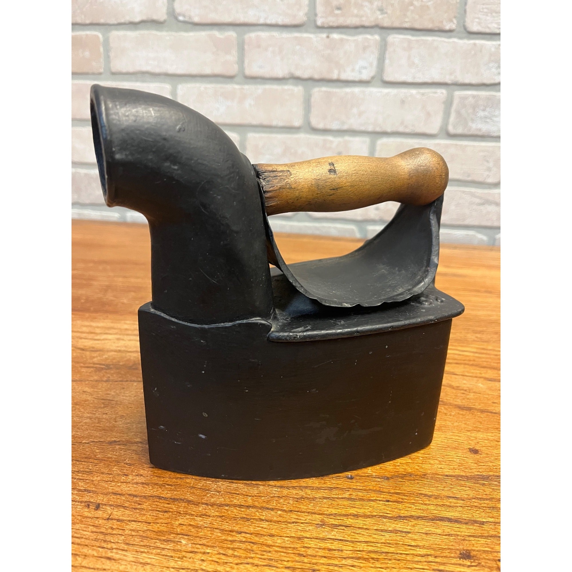 Vintage Early 1900s SAD Cast Iron Charcoal Coal Iron Handle Primitive Decor Doorstop