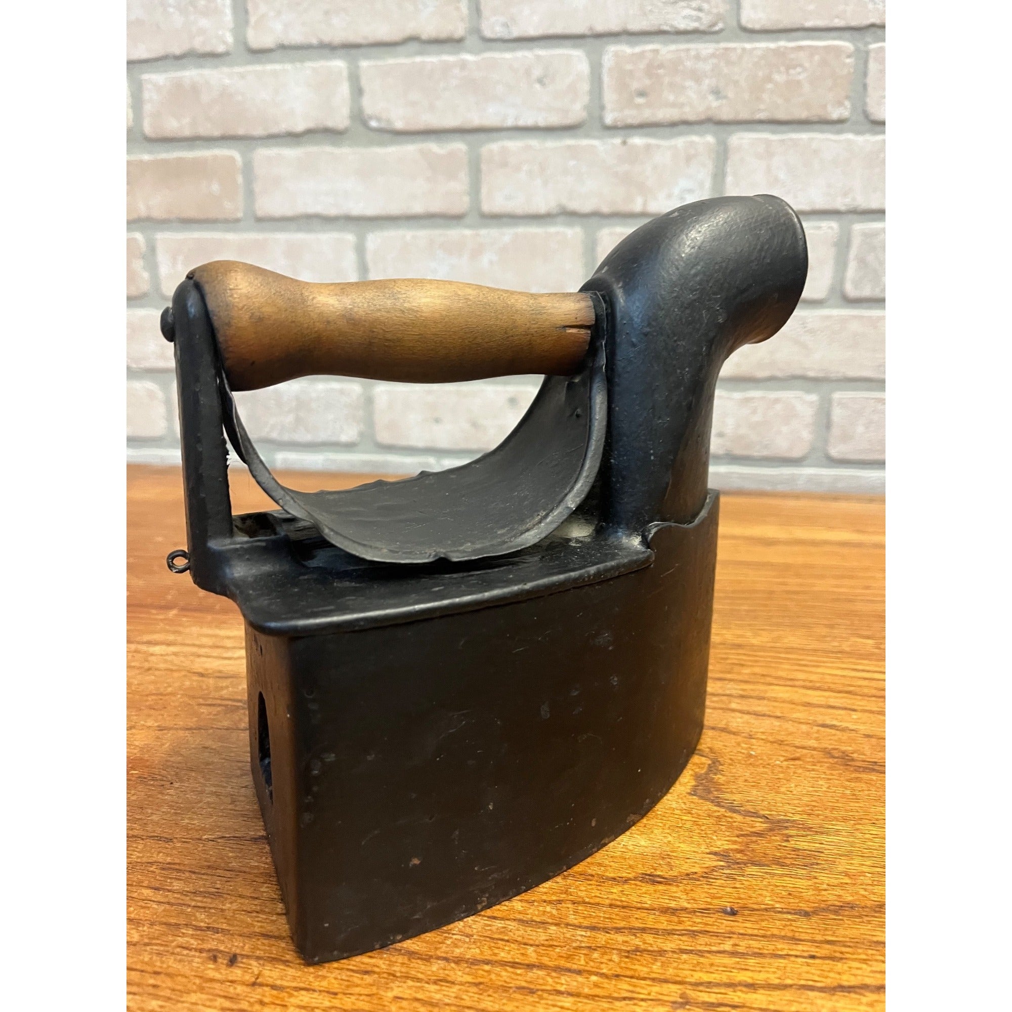 Vintage Early 1900s SAD Cast Iron Charcoal Coal Iron Handle Primitive Decor Doorstop