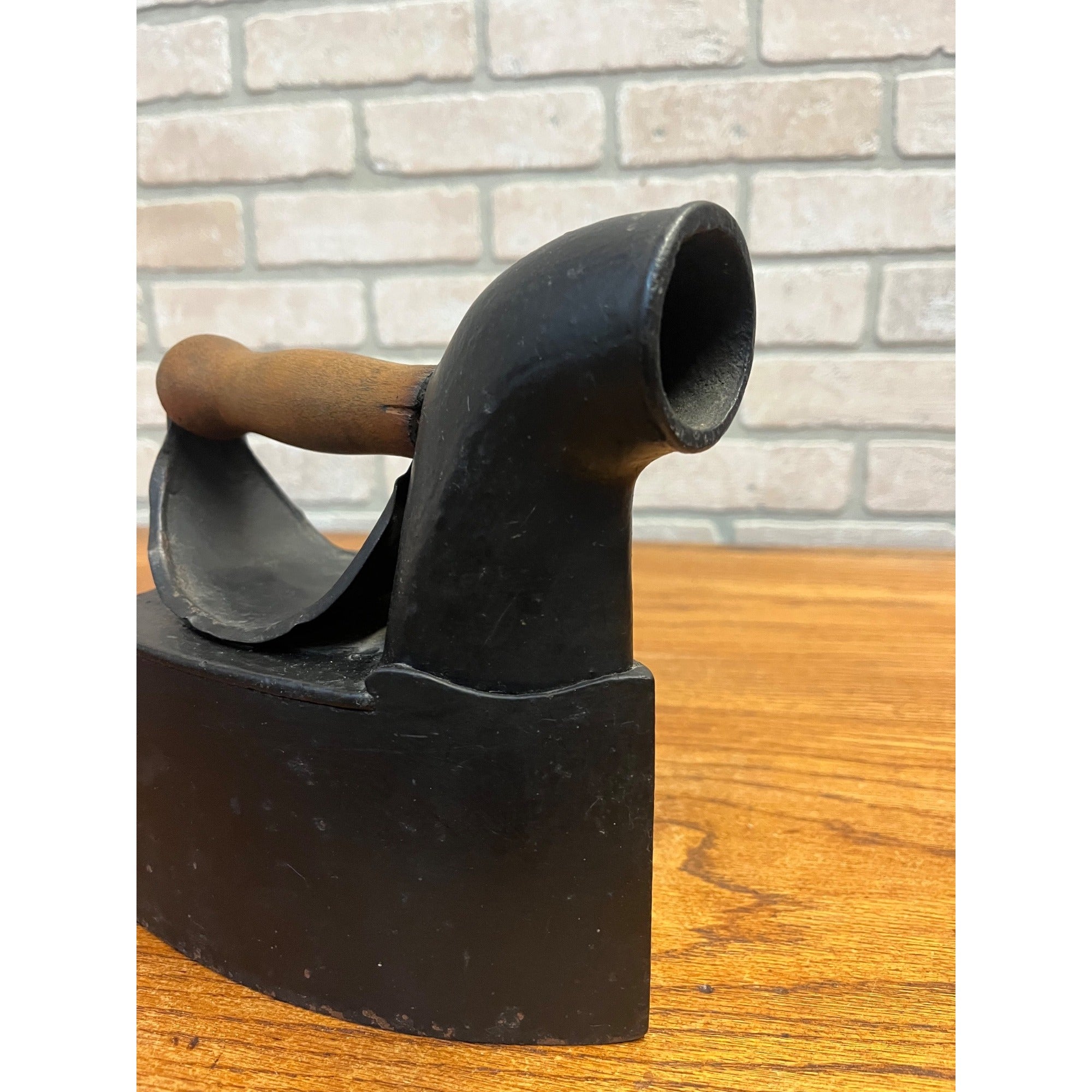 Vintage Early 1900s SAD Cast Iron Charcoal Coal Iron Handle Primitive Decor Doorstop