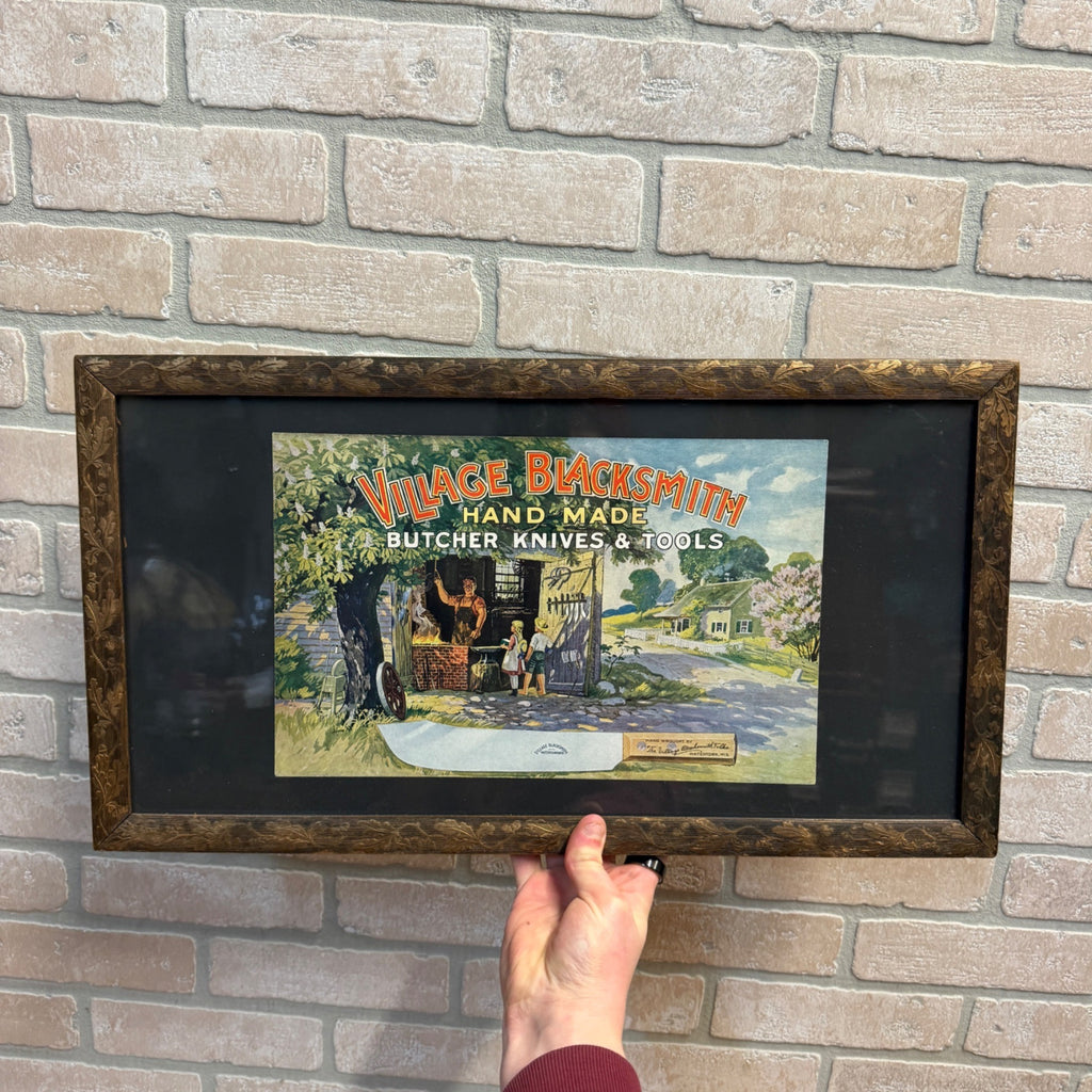 Vintage Village Blacksmith Butcher Knives & Tools Paper Sign Watertown Wisconsin