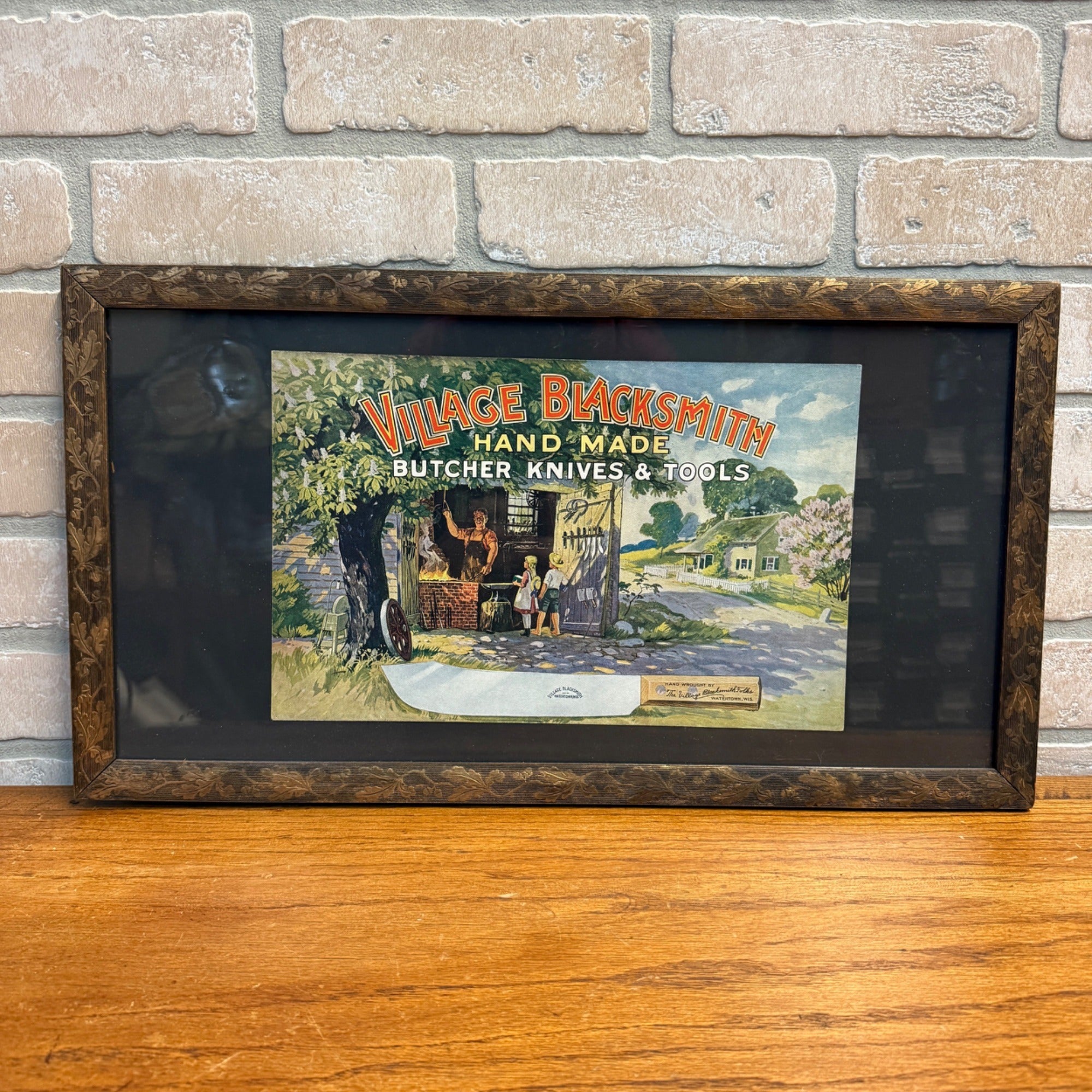 Vintage Village Blacksmith Butcher Knives & Tools Paper Sign Watertown Wisconsin