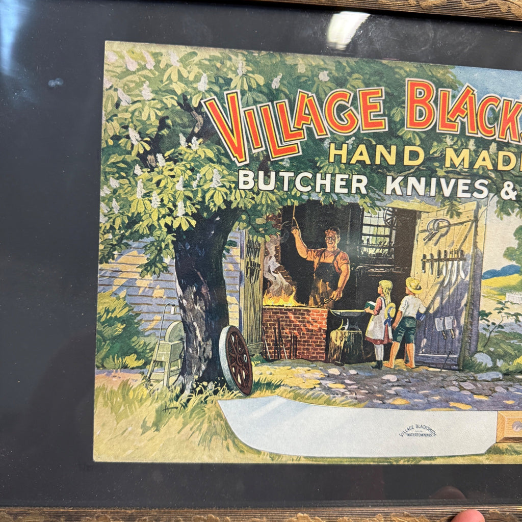 Vintage Village Blacksmith Butcher Knives & Tools Paper Sign Watertown Wisconsin