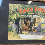 Vintage Village Blacksmith Butcher Knives & Tools Paper Sign Watertown Wisconsin