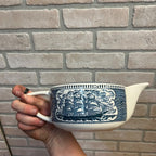 Vintage Currier and Ives by Royal China Lidded Tea Pot Sailboat Nautical