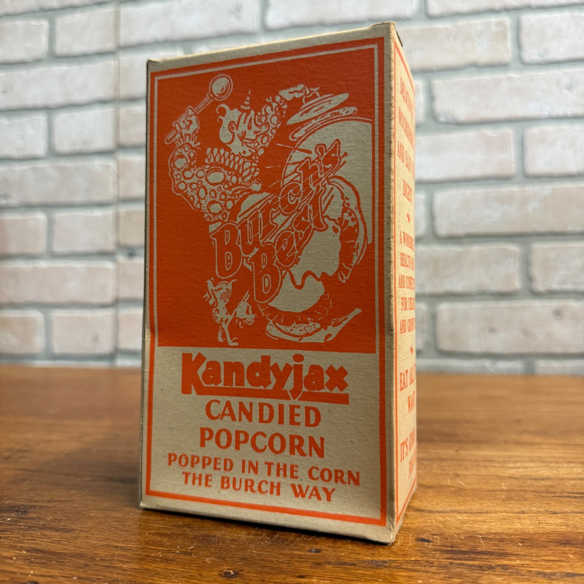 Vintage Kandyjax Burch's Best Popcorn Box Advertising Movie Theater Clown
