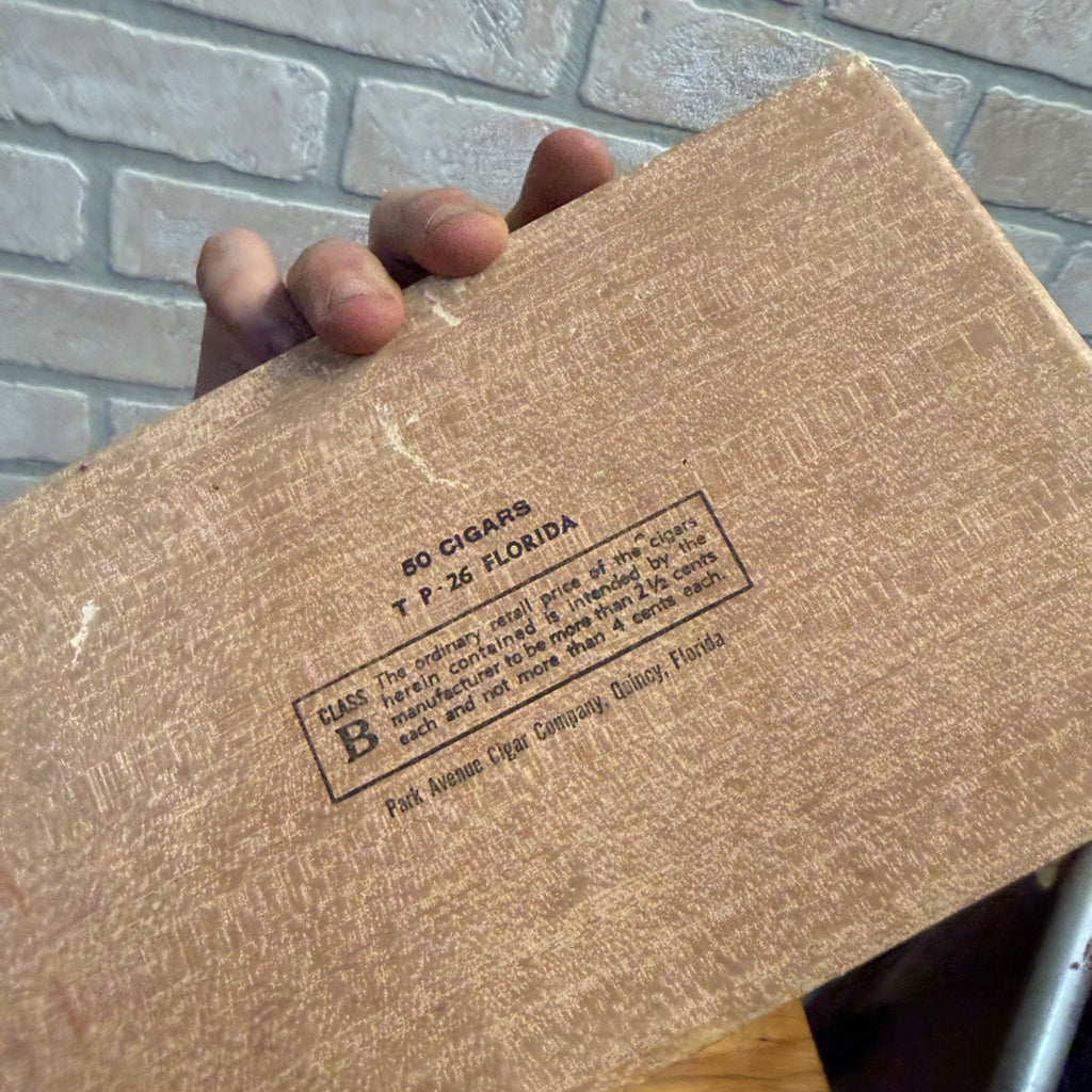 Vintage Factory Rejects Cardboard Cigar Box Park Avenue Quincy, Florida