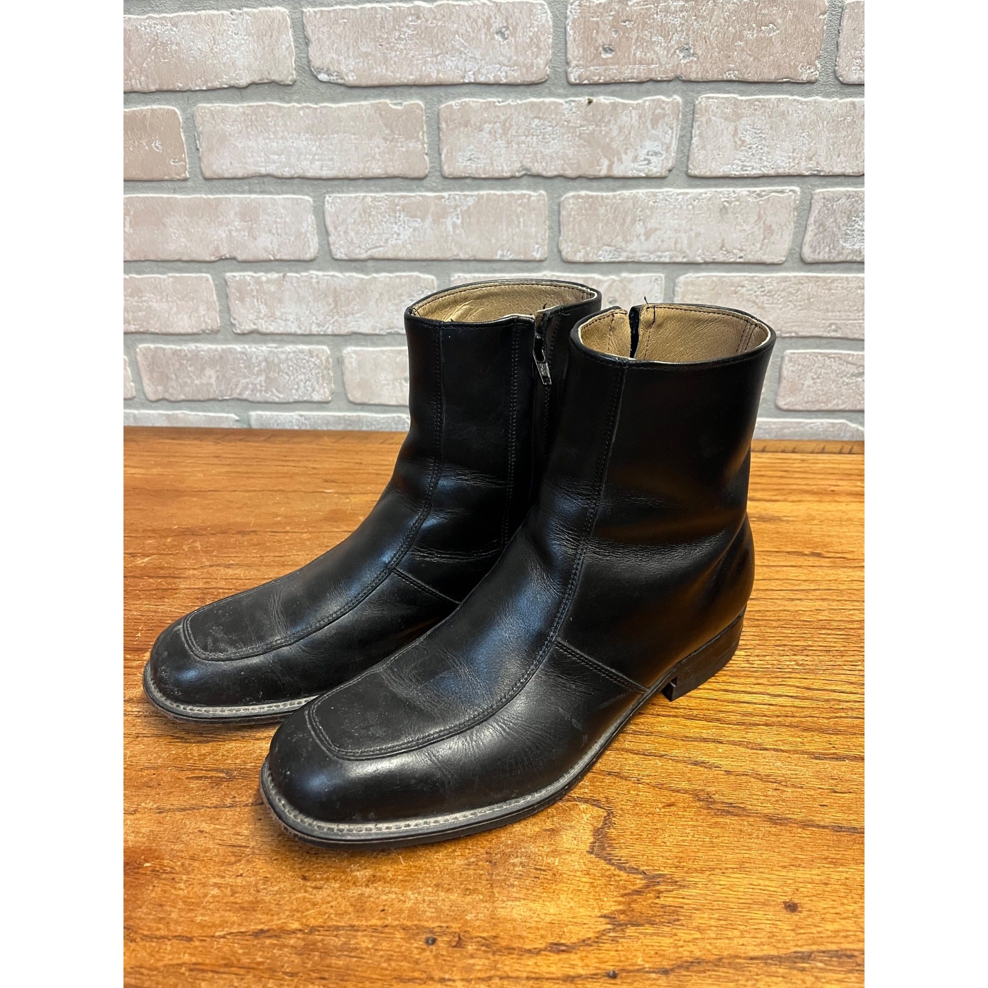Vintage Executive Imperial Dress Boots Black Leather Zipper-Side Men’s Size 9.5