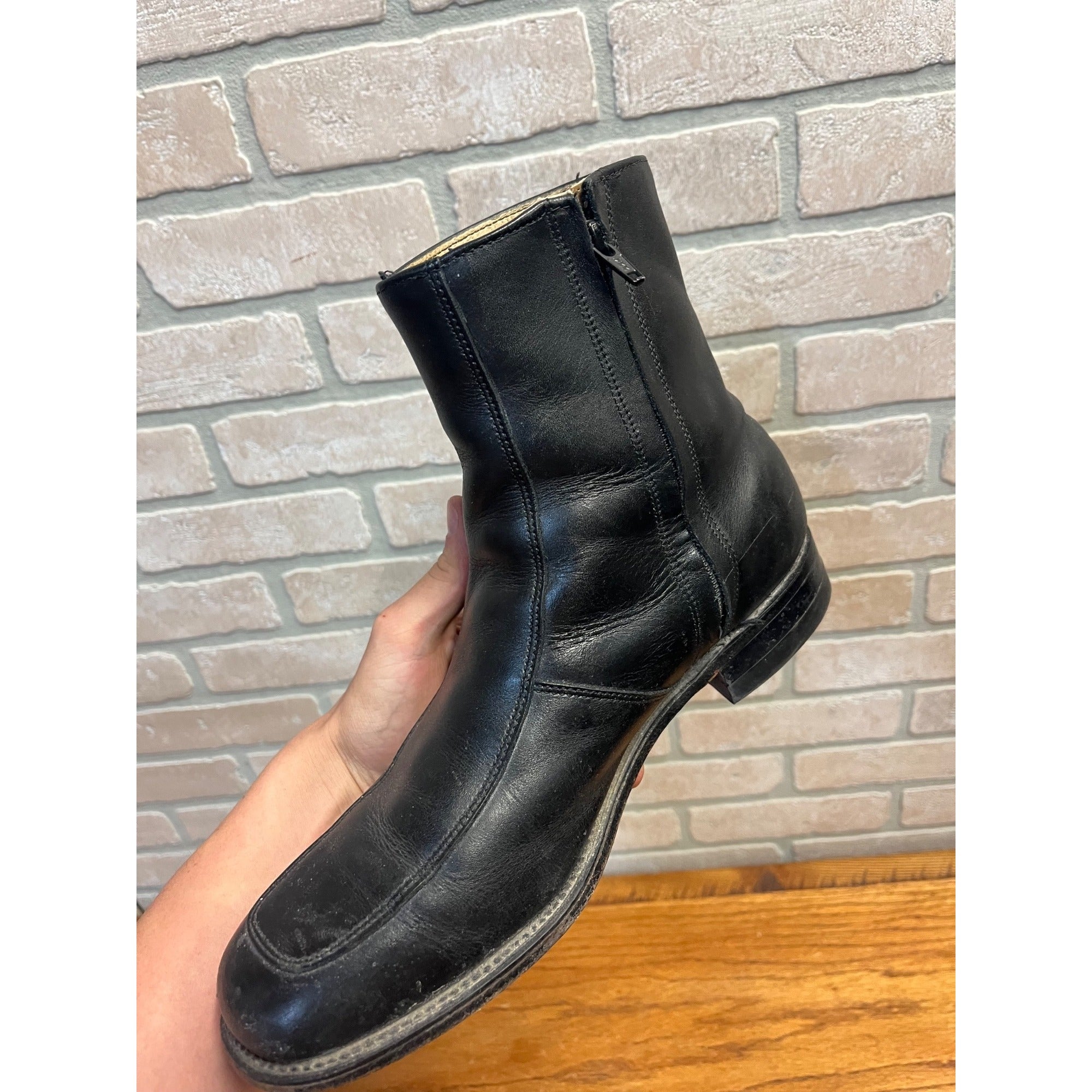 Vintage Executive Imperial Dress Boots Black Leather Zipper-Side Men’s Size 9.5