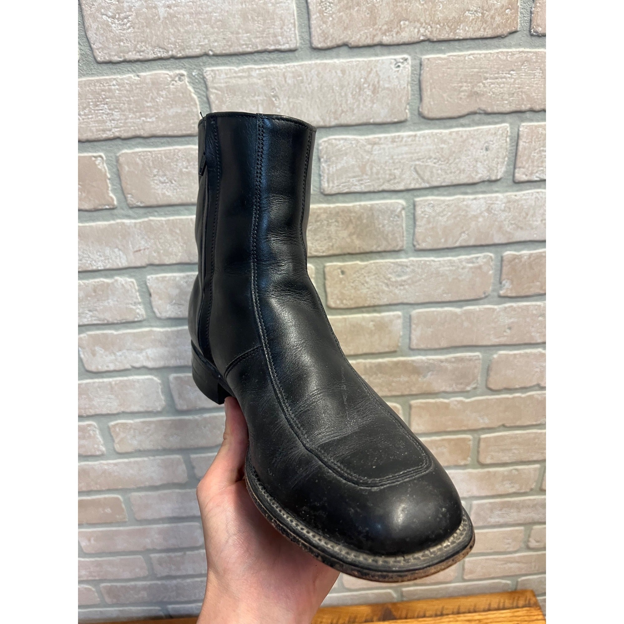 Vintage Executive Imperial Dress Boots Black Leather Zipper-Side Men’s Size 9.5