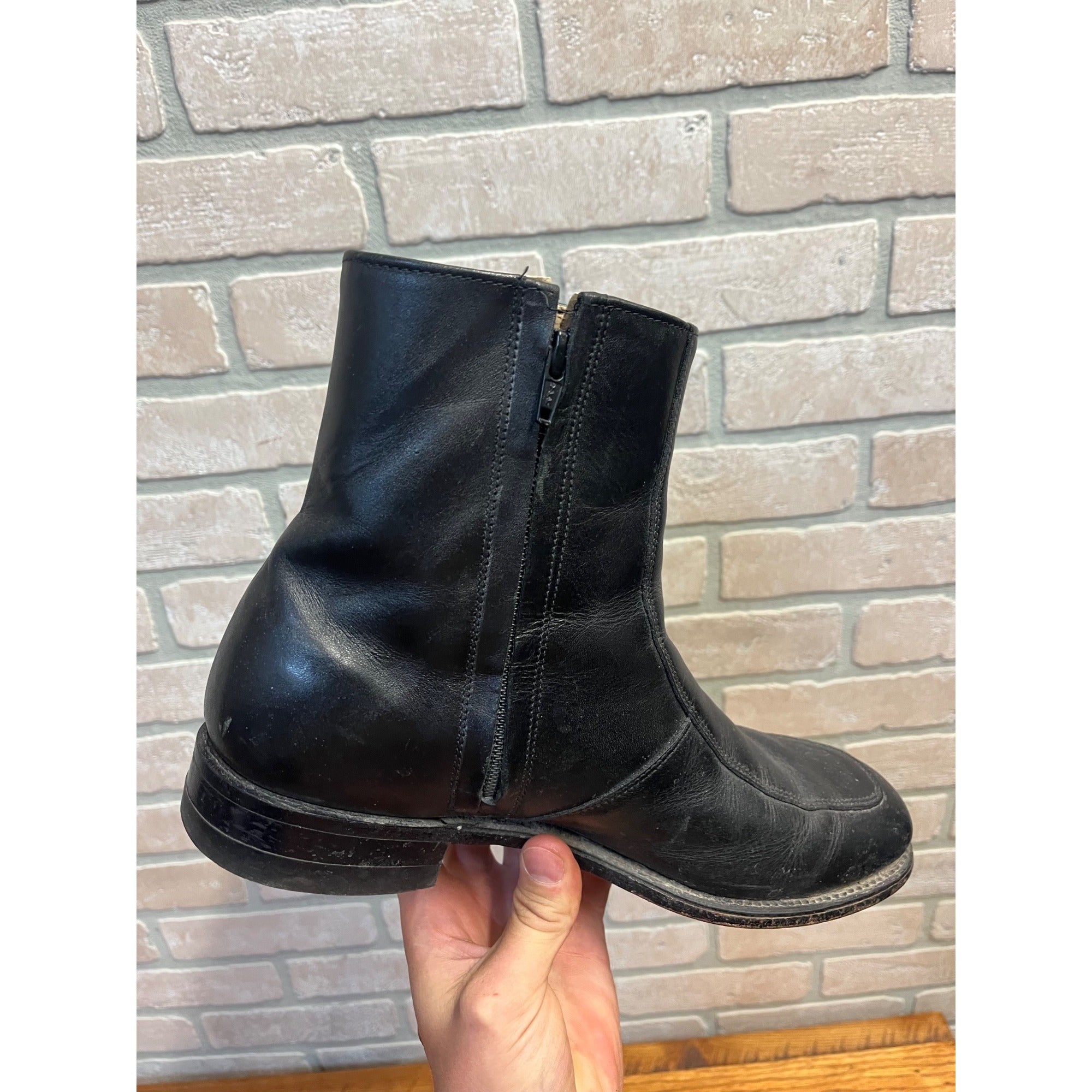 Vintage Executive Imperial Dress Boots Black Leather Zipper-Side Men’s Size 9.5