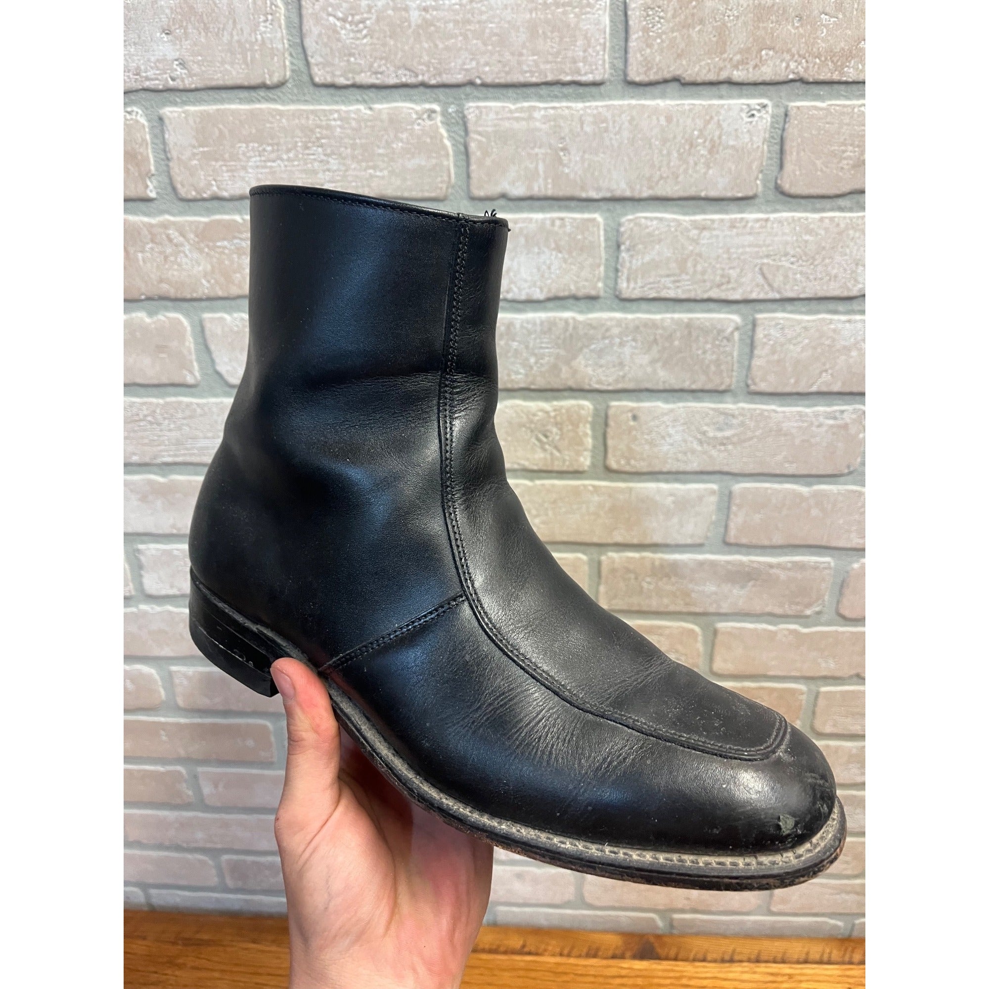 Vintage Executive Imperial Dress Boots Black Leather Zipper-Side Men’s Size 9.5