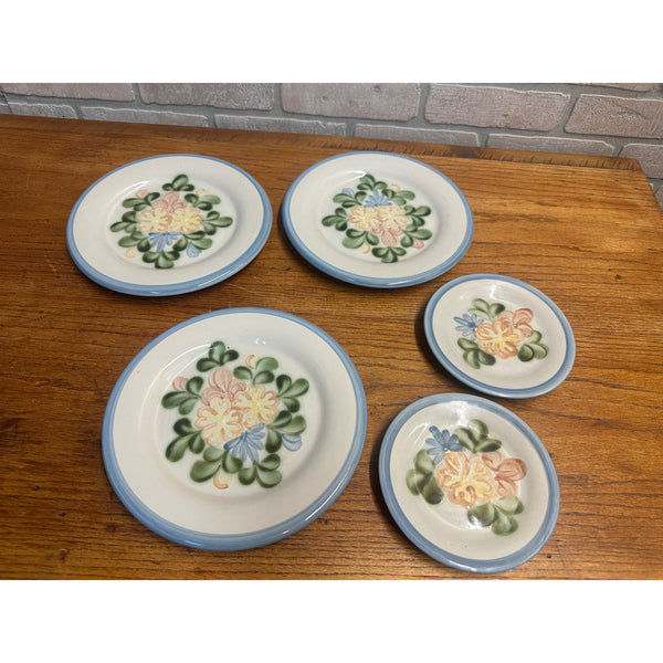 Taylor Louisville Stoneware Dinner Plates Set Flowers Dishes