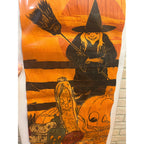 Antique Vintage Halloween Crepe Paper Panel Witch Veggie JOL 9" x 20"