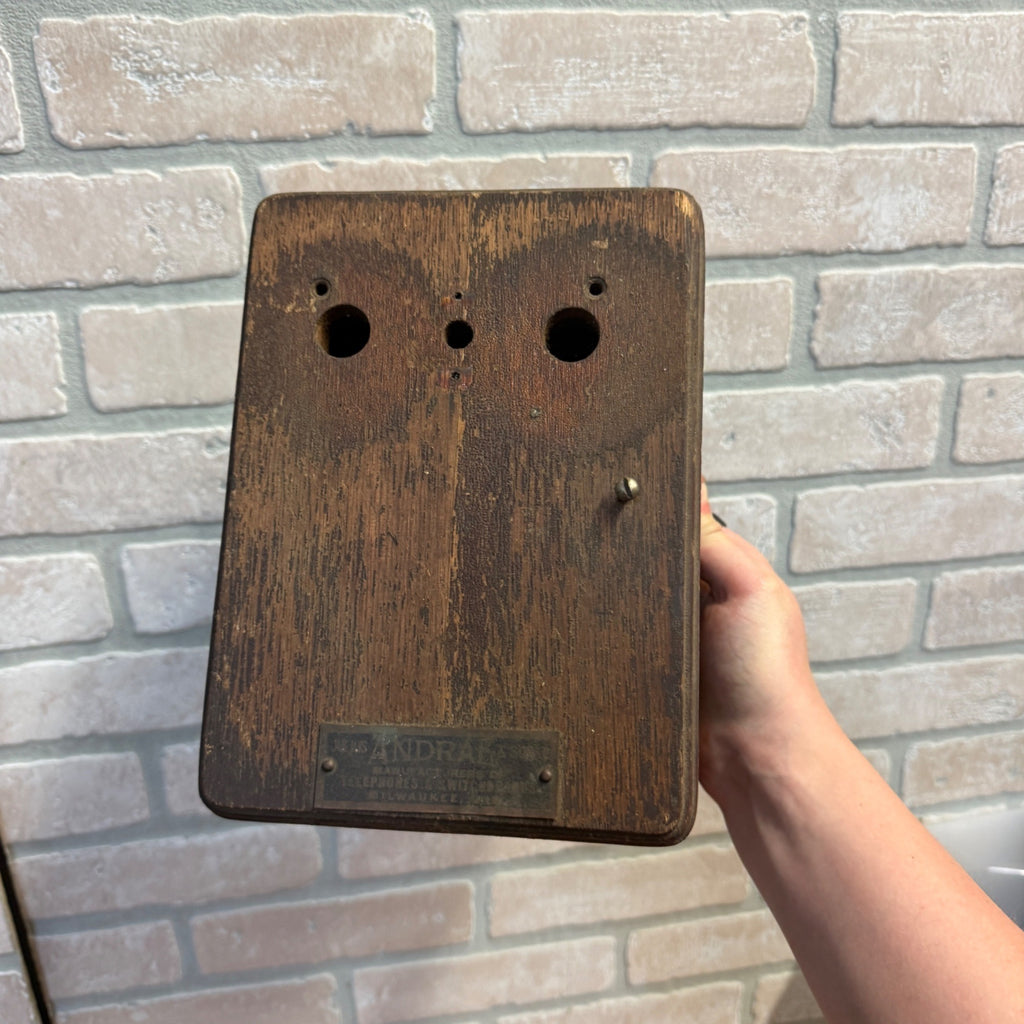 Vintage Andrae Milwaukee Wisconsin Ringer Box Telephone 1910s Oak Box