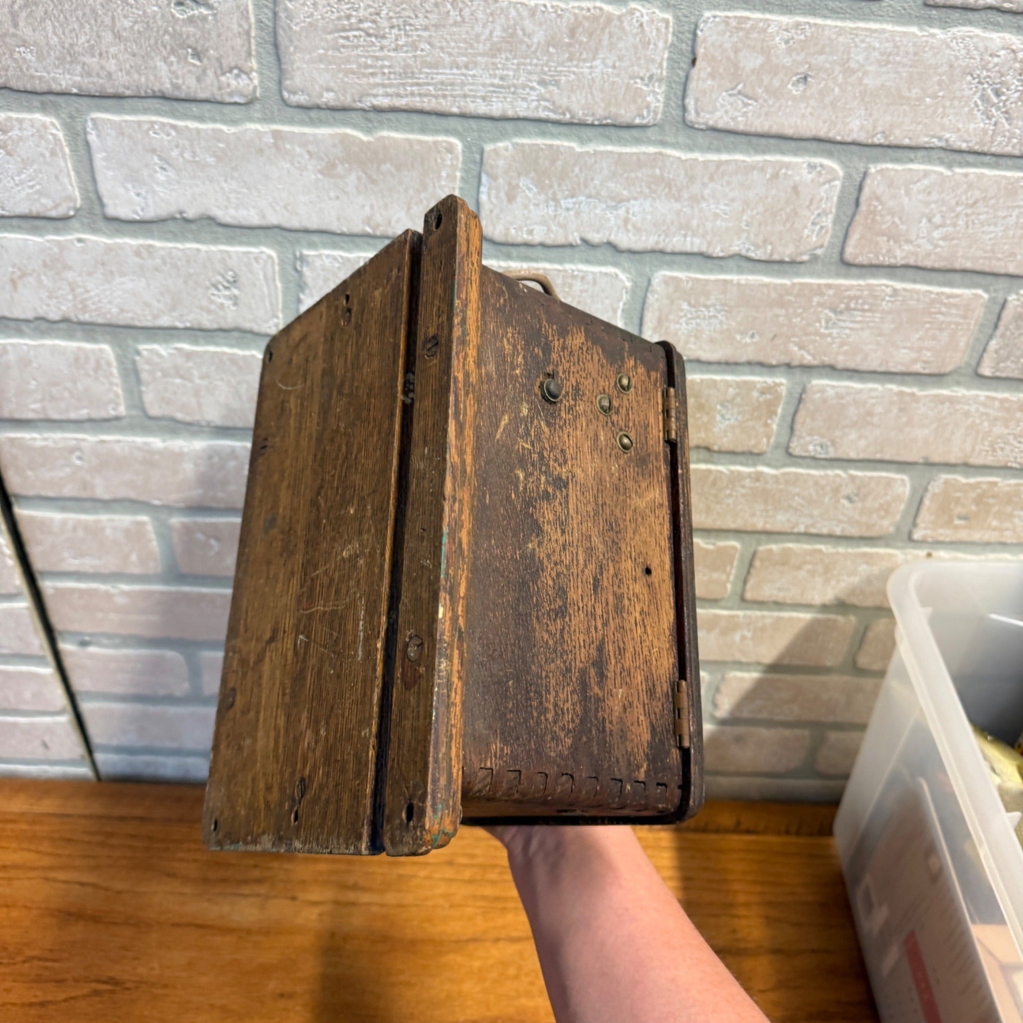 Vintage Andrae Milwaukee Wisconsin Ringer Box Telephone 1910s Oak Box