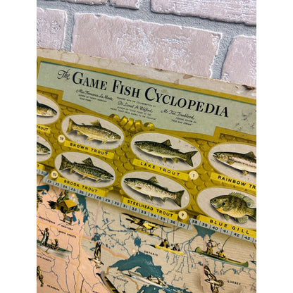 Original Vintage 1947 Seagram's Game Fish Cyclopedia Cardstock Sign Poster