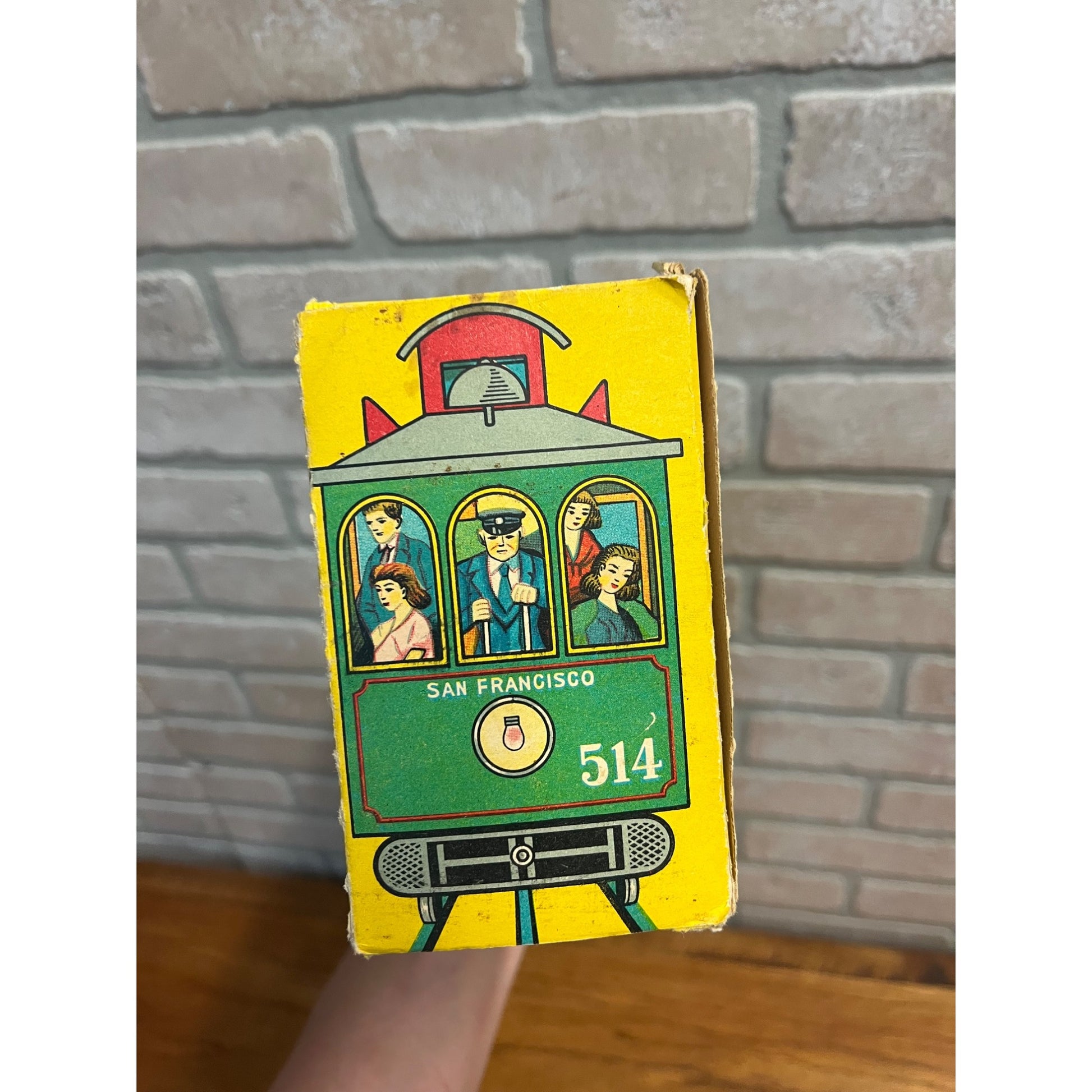 Vintage 1950s Powell & Mason San Francisco Cable Car Trolley Tin Litho Toy + Box