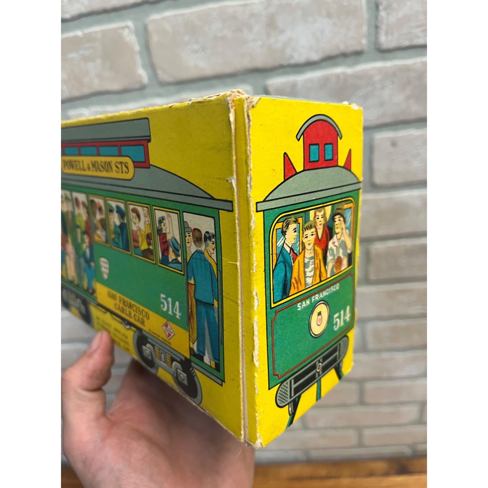 Vintage 1950s Powell & Mason San Francisco Cable Car Trolley Tin Litho Toy + Box