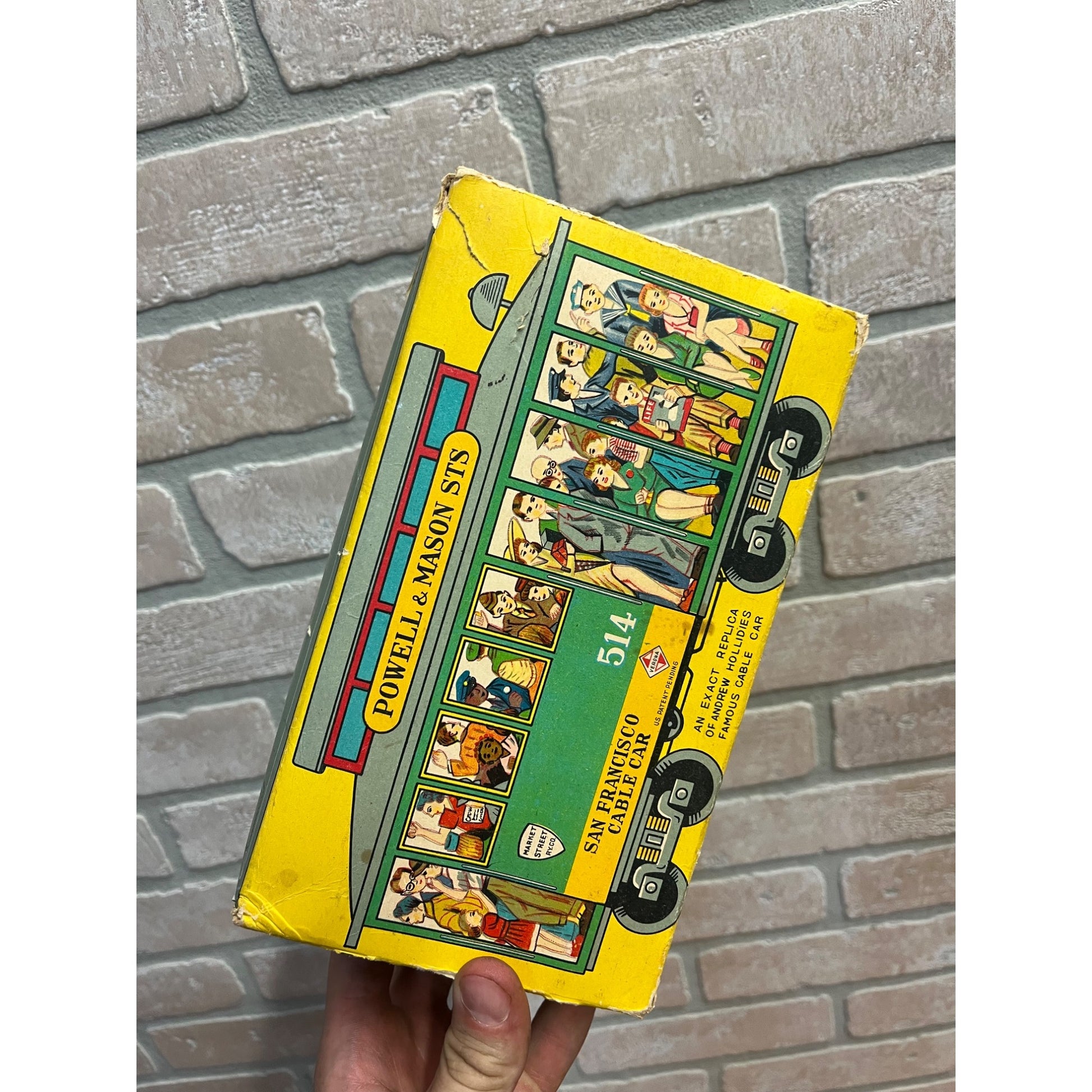 Vintage 1950s Powell & Mason San Francisco Cable Car Trolley Tin Litho Toy + Box