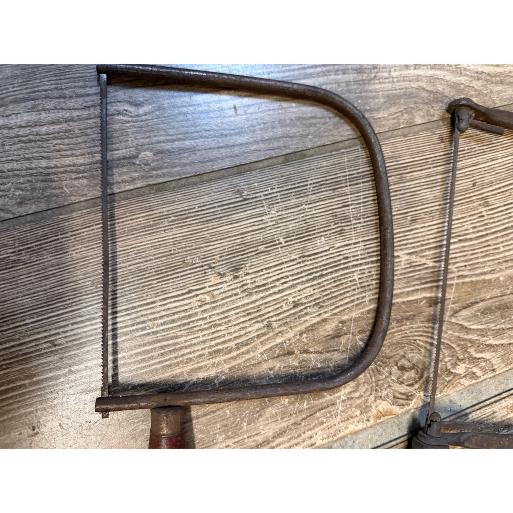 Antique Set of Two (2) Coping Saws Wood and Metal Fabrication Woodworking Hand Tools Circa 1950's