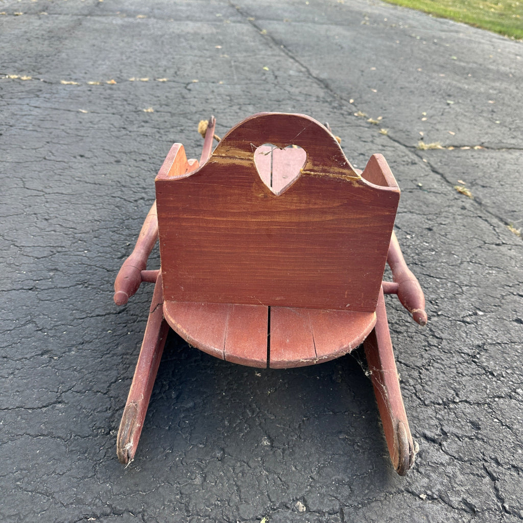Vintage Red Rustic Wooden Primitive Wooden Winter Sled W/ Seat/ Back