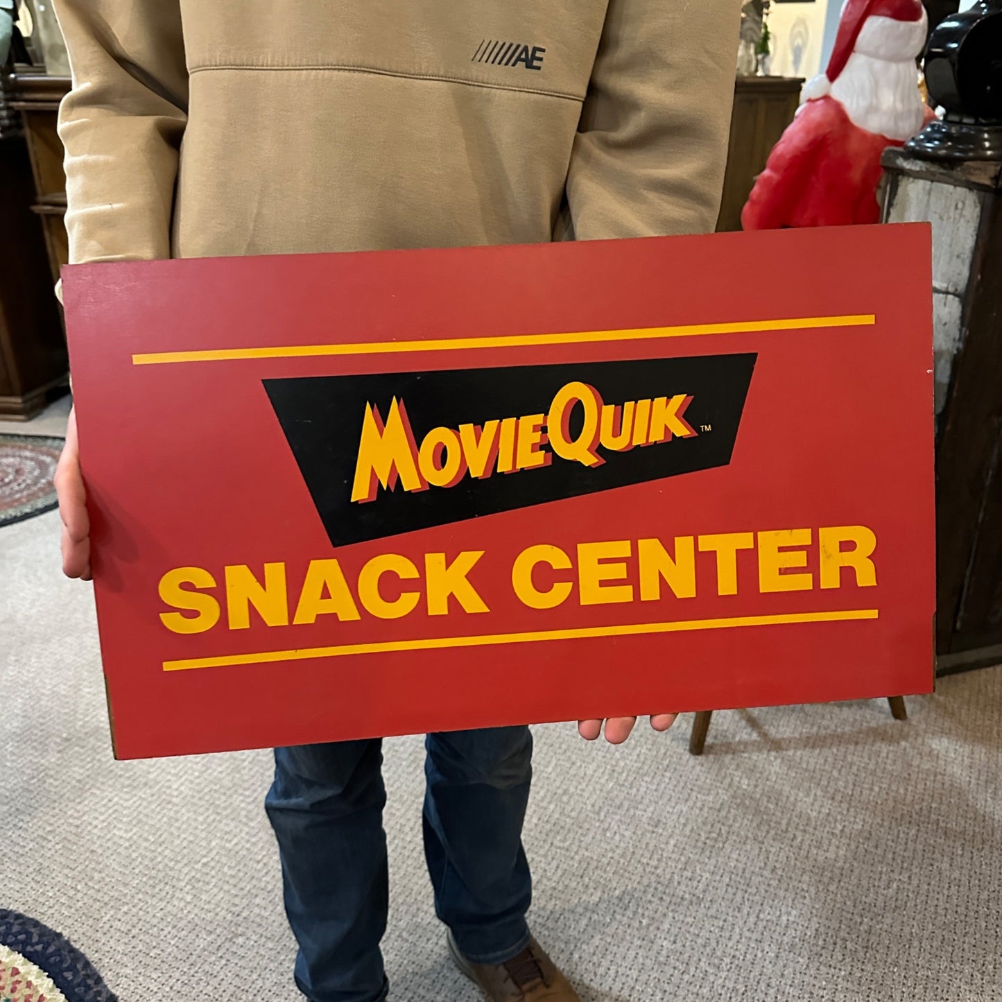 Vtg 80's MOVIE QUIK Snack Center Wooden 7 Eleven Convienience Store Display Sign