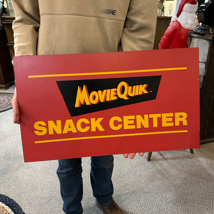 Vtg 80's MOVIE QUIK Snack Center Wooden 7 Eleven Convienience Store Display Sign