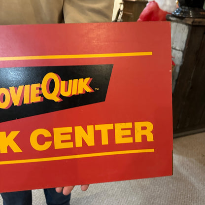 Vtg 80's MOVIE QUIK Snack Center Wooden 7 Eleven Convienience Store Display Sign