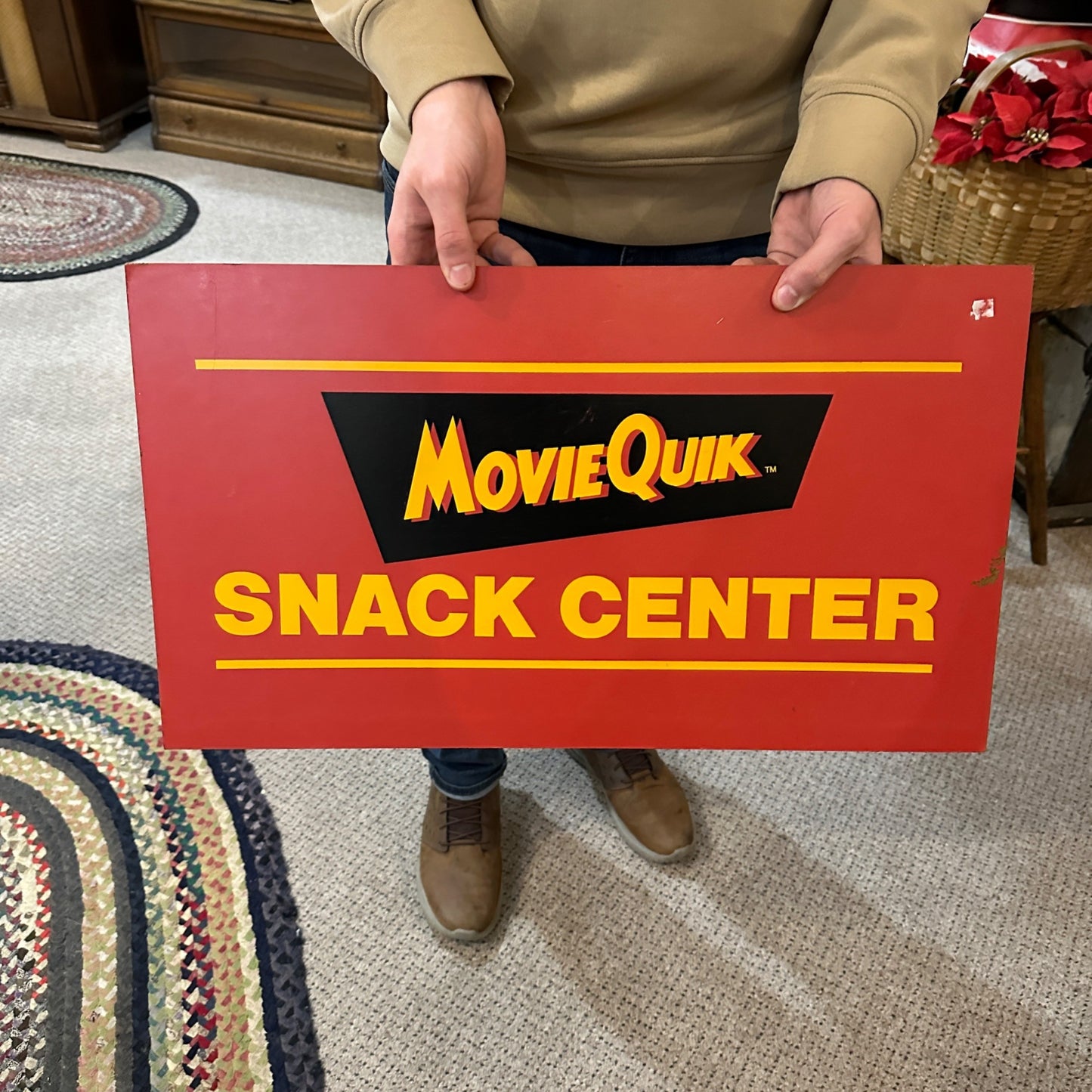 Vtg 80's MOVIE QUIK Snack Center Wooden 7 Eleven Convienience Store Display Sign