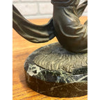 Antique French Art Nouveau Spelter Lady Woman Marble Base Made in France Deco