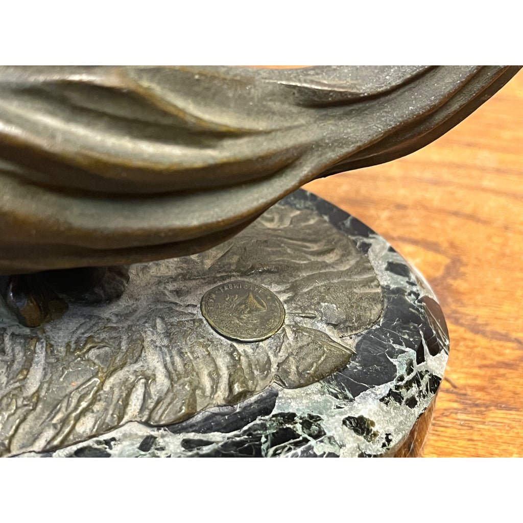 Antique French Art Nouveau Spelter Lady Woman Marble Base Made in France Deco