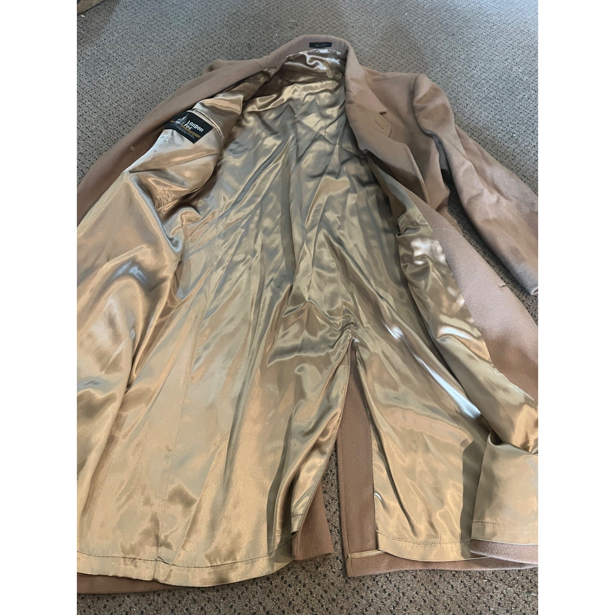 Vintage 90s London Fog Trench Coat Beige Tan Jacket Mens Sz 44 Long