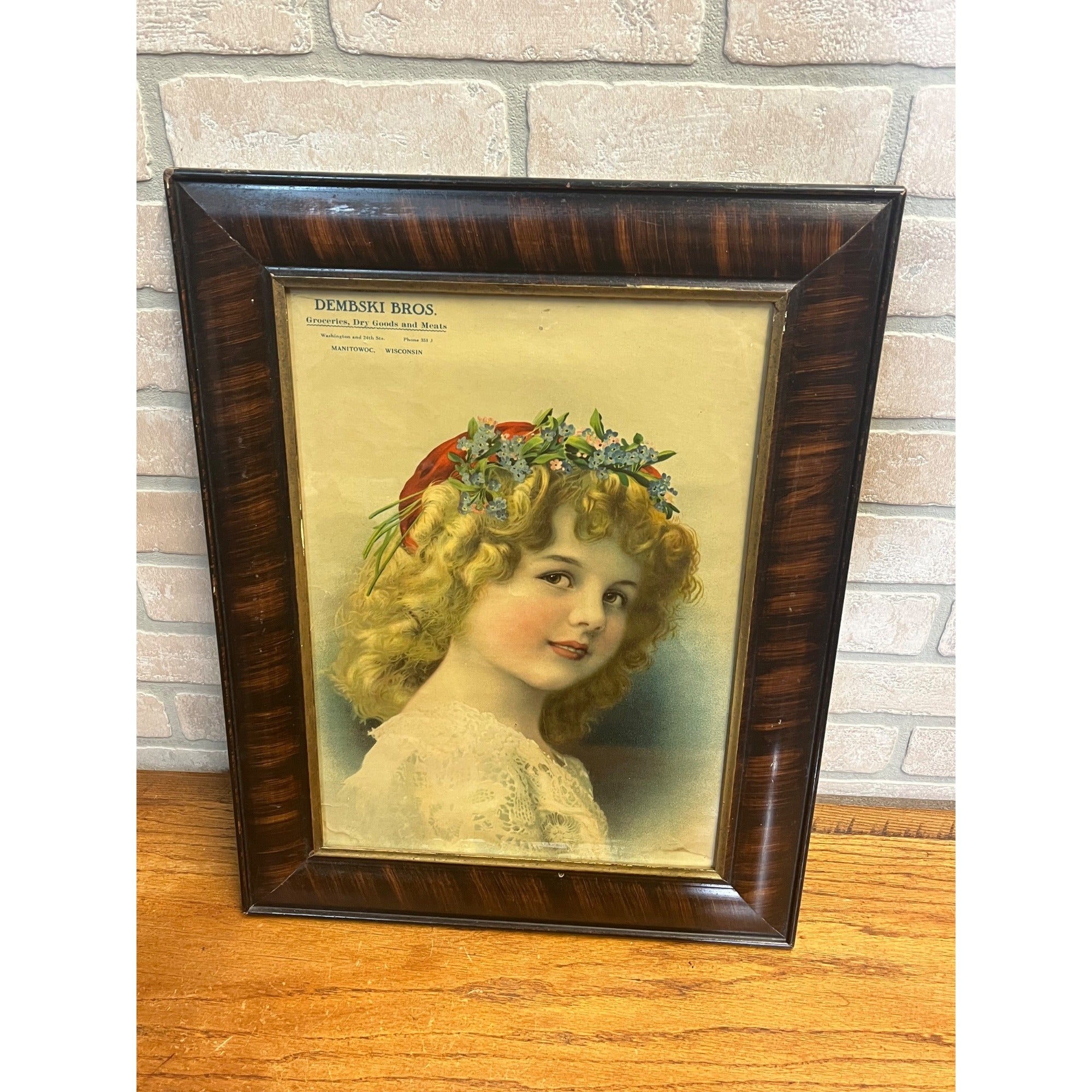 Dembski Bros Manitowoc Wis Advertising Litho Print Ornate Victorian Frame