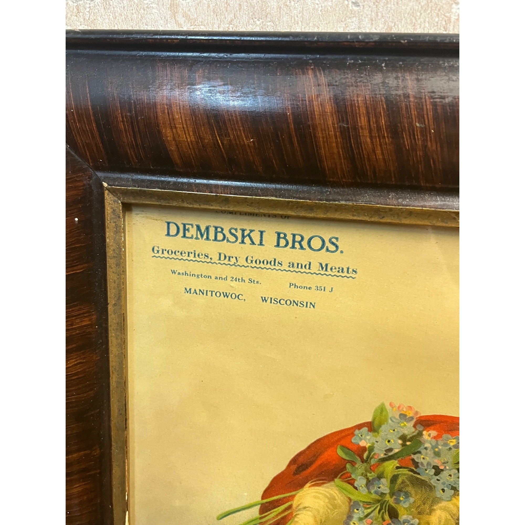 Dembski Bros Manitowoc Wis Advertising Litho Print Ornate Victorian Frame