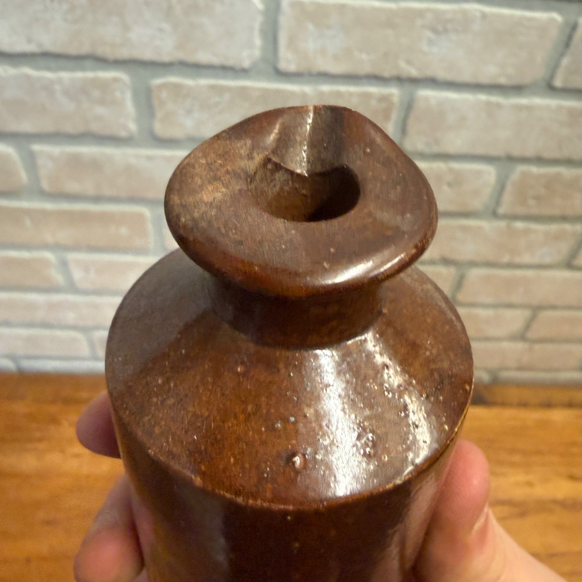 Antique Notts Lovatt & Lovatt Brown Salt Glaze Stoneware Pottery Ink Bottle