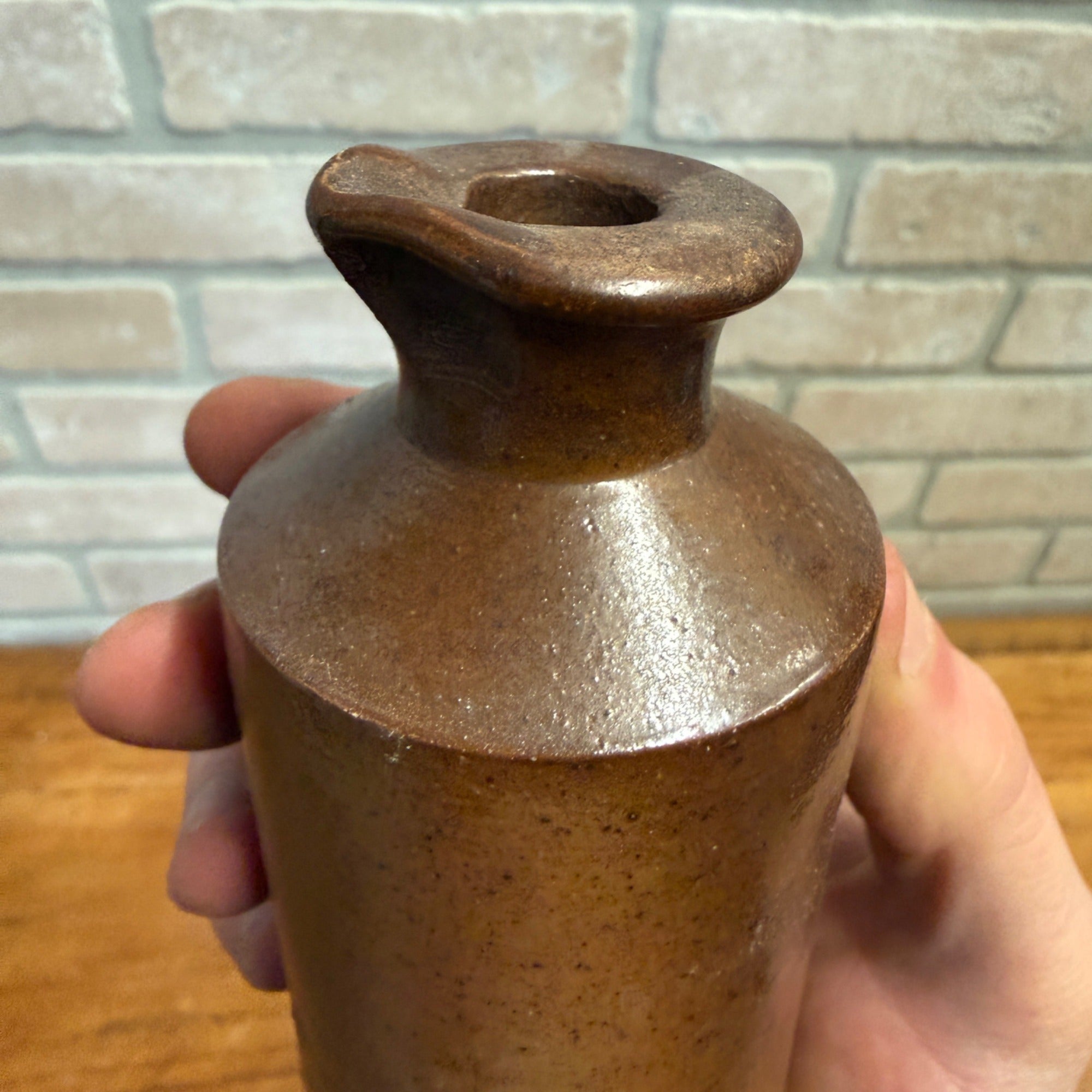Antique Notts Lovatt & Lovatt Brown Salt Glaze Stoneware Pottery Ink Bottle