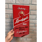 Vintage 1980s Leinenkugel's Beer Plastic Sign "Featuring" Indian Maiden Logo