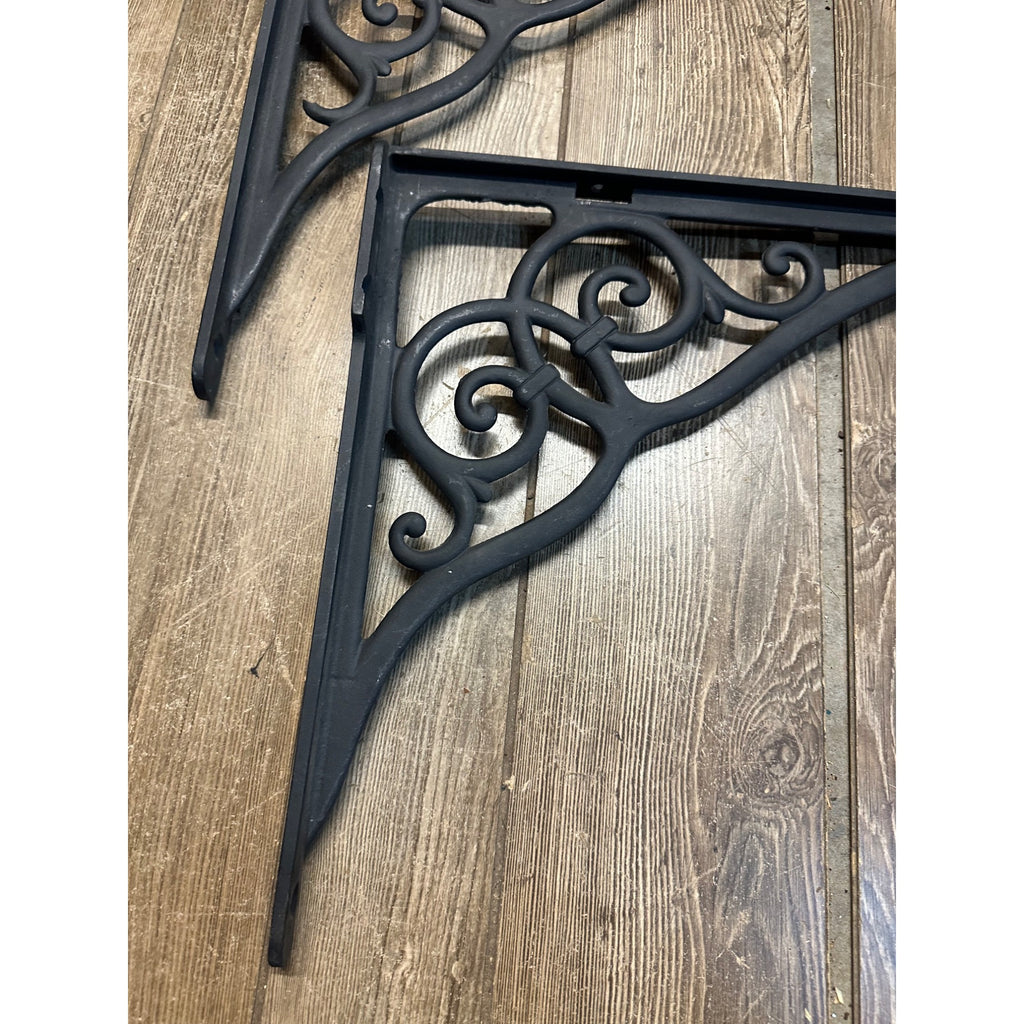 Antique Cast Iron Ornate Shelf Brackets 18" x 16"