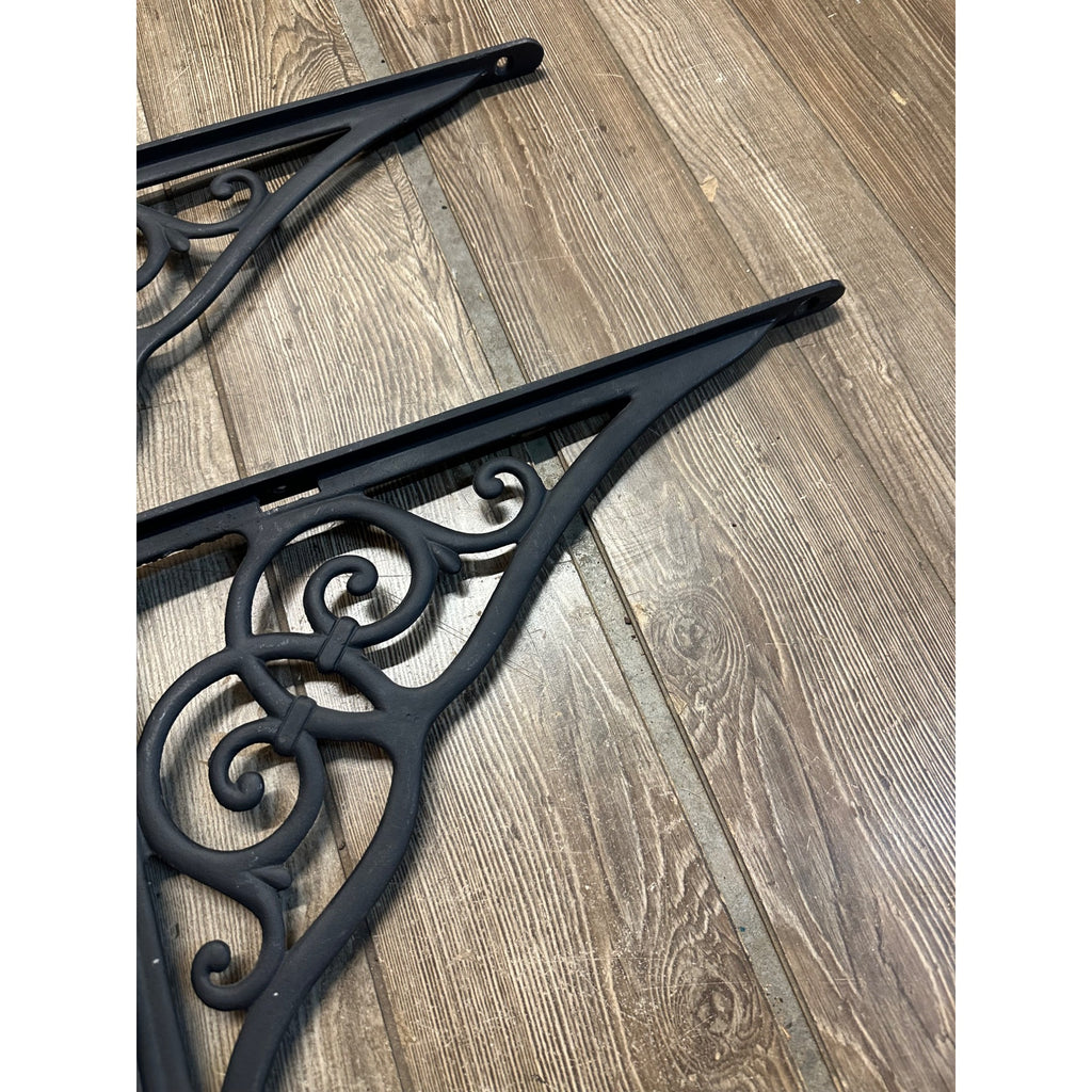 Antique Cast Iron Ornate Shelf Brackets 18" x 16"