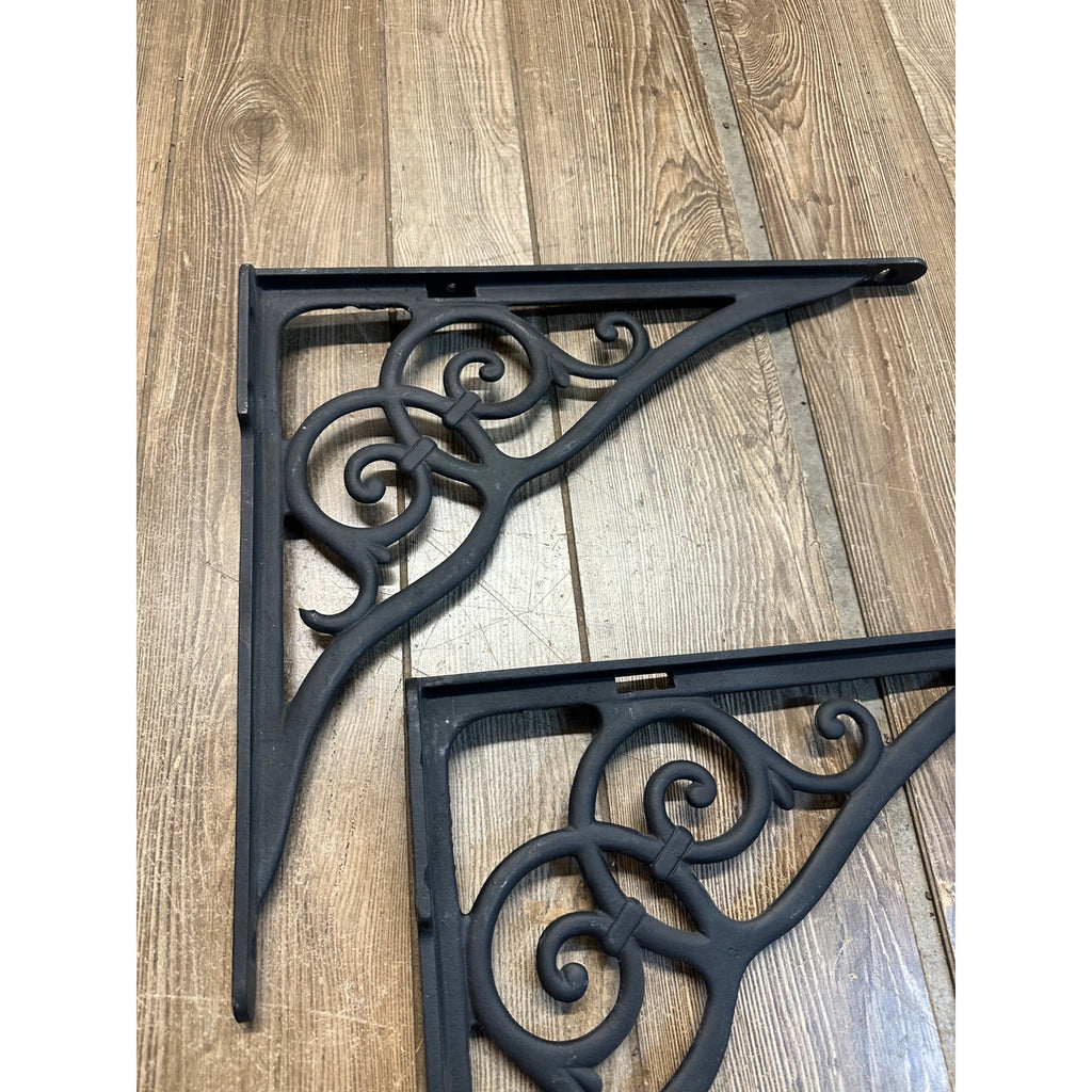 Antique Cast Iron Ornate Shelf Brackets 18" x 16"