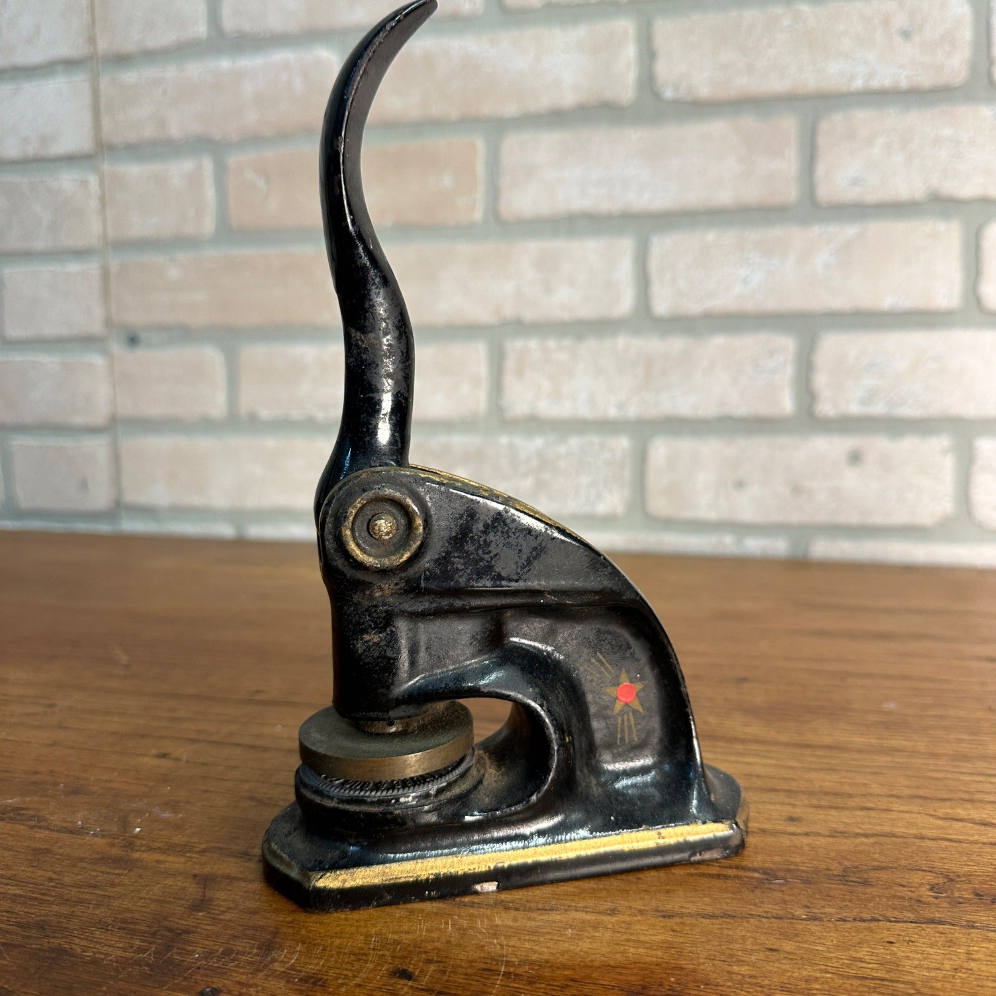 Antique Cast Iron Notary Stamp Seal -Capitol Furniture & Rug Madison Wis