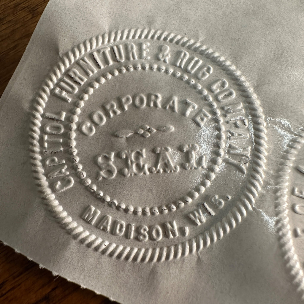 Antique Cast Iron Notary Stamp Seal -Capitol Furniture & Rug Madison Wis