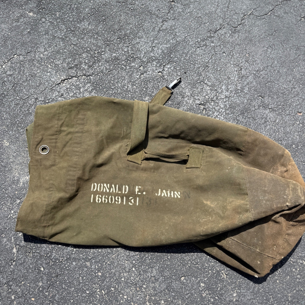 Vintage US Military Canvas Duffel Sea Bag Named Vietnam Era Army GI Canvas