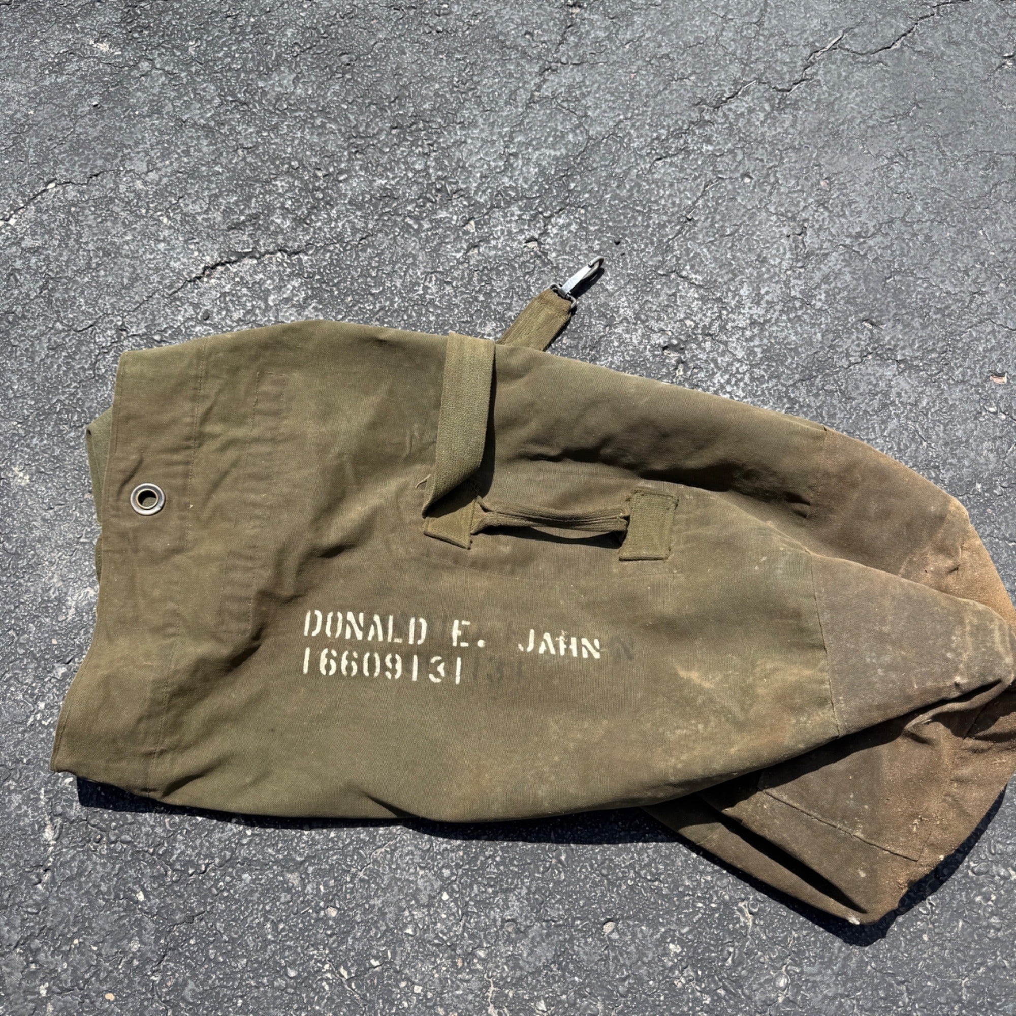 Vintage US Military Canvas Duffel Sea Bag Named Vietnam Era Army GI Canvas