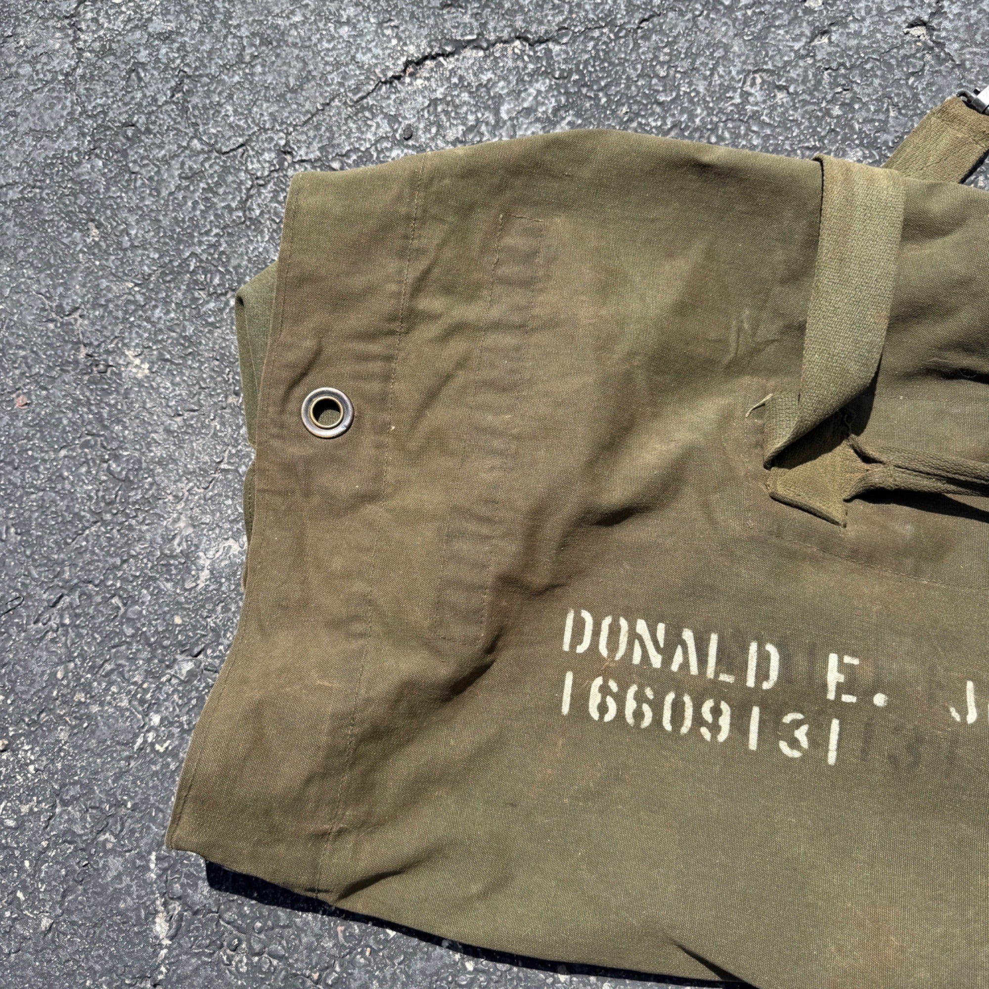 Vintage US Military Canvas Duffel Sea Bag Named Vietnam Era Army GI Canvas