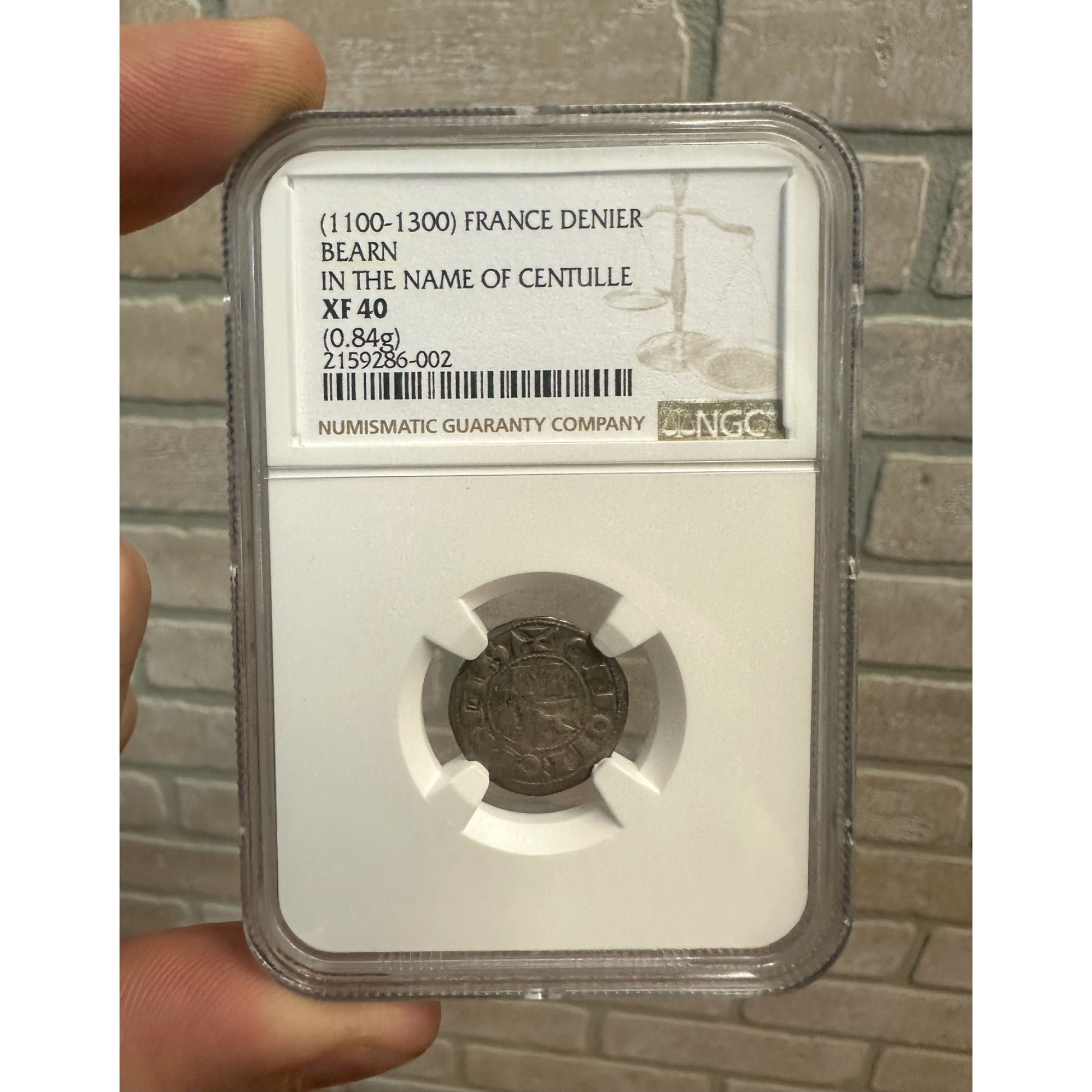 FRANCE, Bearn. Centulle, 1100-1300, Silver Denier, NGC XF 40