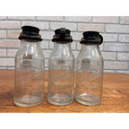 Vintage Lot 3 Mojonnier 1/2 Pint Glass Milk Sample Testing Bottles W/ Stoppers
