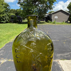 For Pikes Peak Flask Bottle Olive Green Glass Quart 1960s Reproduction