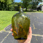 For Pikes Peak Flask Bottle Olive Green Glass Quart 1960s Reproduction